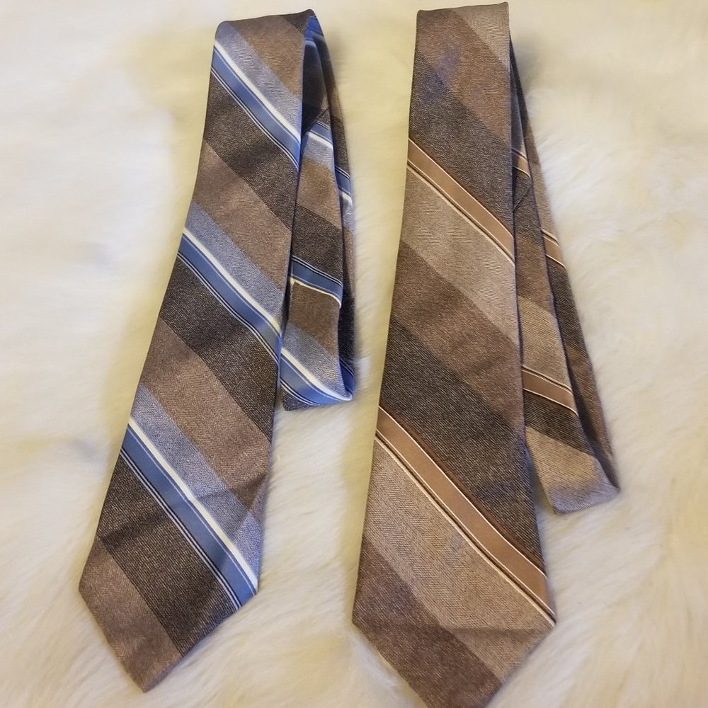 2 Johnny Carson Men's Ties Imported Fabric Vintage
